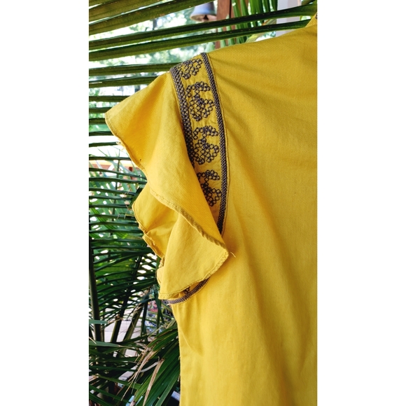 SOLD Naked Zebra Embroidered Ruffle Sleeve Shirt M - Picture 3 of 5